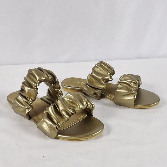 Mod X Gathered Strap Sandals Metallic Gold - Picture 4 of 8
